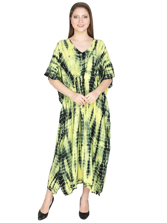 Women Fashion Rayon Long Cover Up Maxi Summer Dress Night Dress Kimono Style Kaftan Nightgown