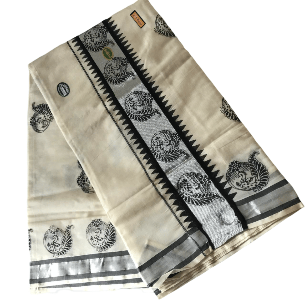 Handloom saree with attached blouse