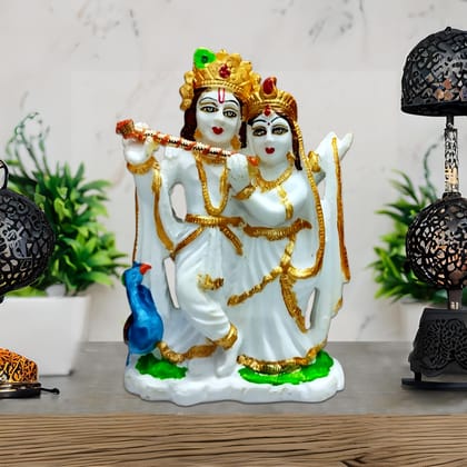 Vishu Store: Handicraft Marble Dust Radha Krishna Idol Statue Janmashtami Showpiece for Home Living Room Decoration Item - Gifts for Family and Friends