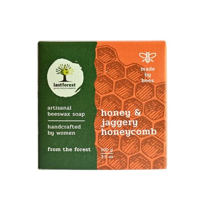 Last Forest Beeswax Soap (100gm), Herbal Bathing Soap for Glowing Skin, Handcrafted, Handmade, 100% Natural Ingredients, Moisturizing, Natural Beeswax, Bathing Soap for Men & Women (Honey & Jaggery)