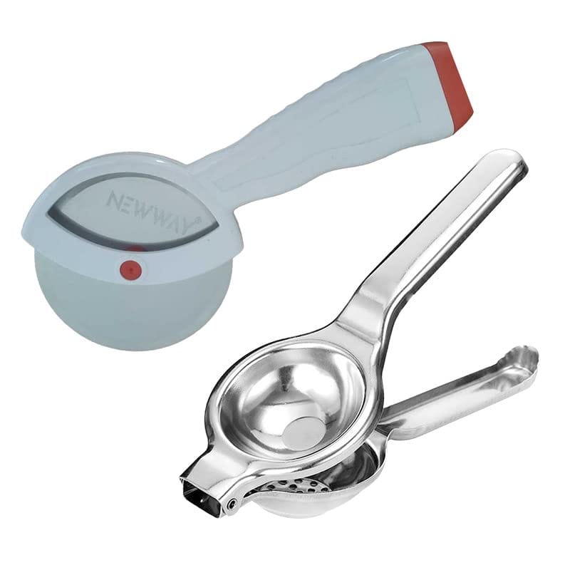 GLOBAL IMPEX 2 In1 Stainless Steel Lemon Squeezer with Bottle Opener and Pizza Cutter with Comfortable Plastic Handle for Kitchen (Pack of 2)