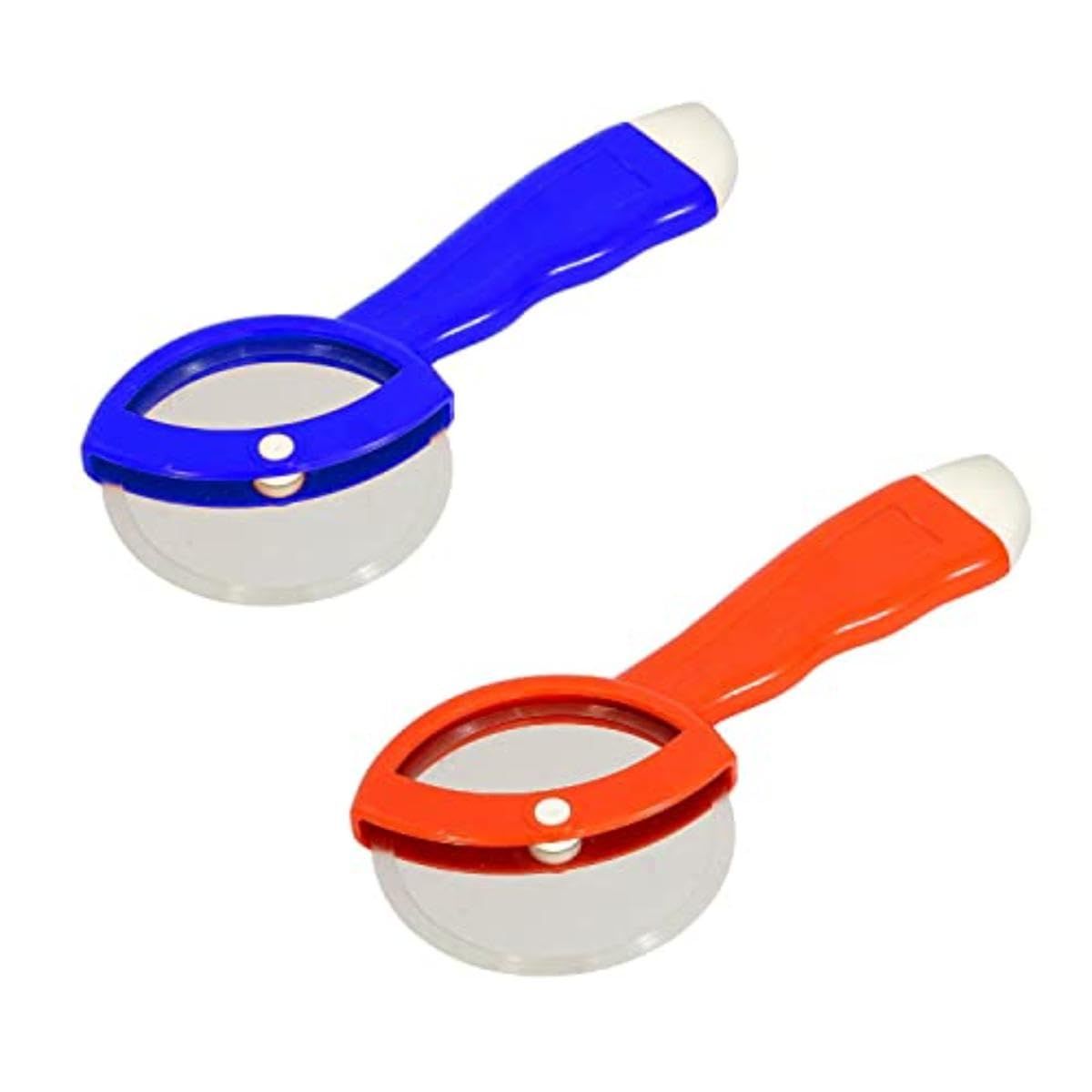 GLOBAL IMPEX Stainless Steel Pizza Cutter Premium Food Grade with Comfortable Plastic Handle Wheel Type Red & Blue Colour with Sharp Blade (Pack of 2)