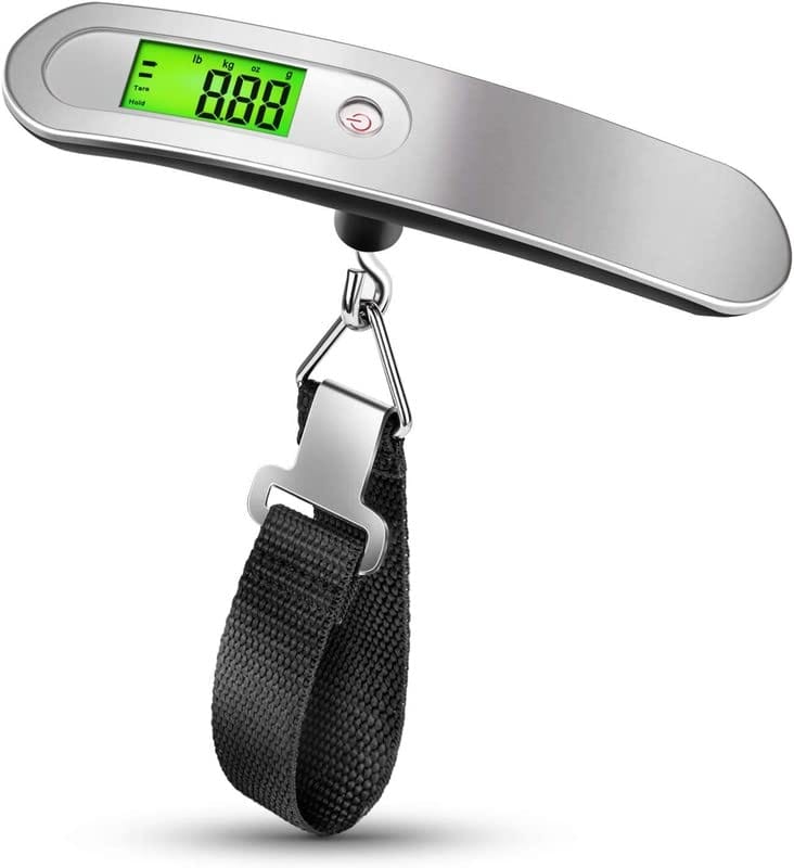 NEWWAY Digital Metal Luggage Weighing Scale For Flight Travel Shop Home Portable Hanging Weight Machine For Bags And Baggage Included Battery - 50 Kg With LCD Display Steel (Pack of 1)