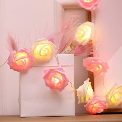 Rose Flower LED String Fairy Light 14 LED 3 Meter Night Light for Home Decor, Plastic Rose String Lights for Bedroom Decor, LED Light for Indoor, Outdoor Decoration(Multicolor, Plug-in)