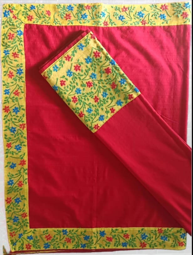 Hand Embroidery Mekhela sador Assamese Mekhela Chador