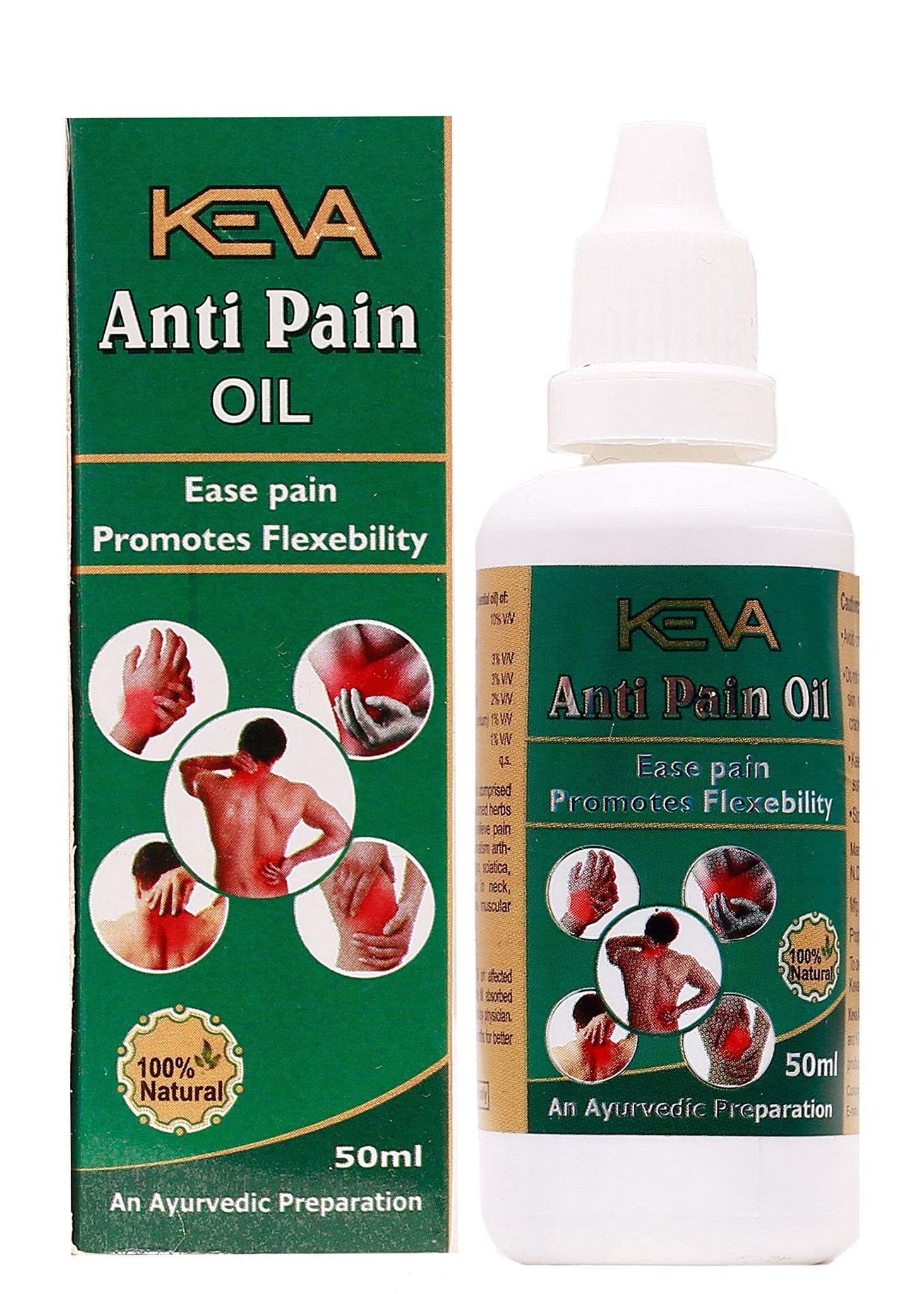 KEVA Herbal Natural Organic Anti Pain Oil for Joint and Body Pain (50 ml) - Pack of 2