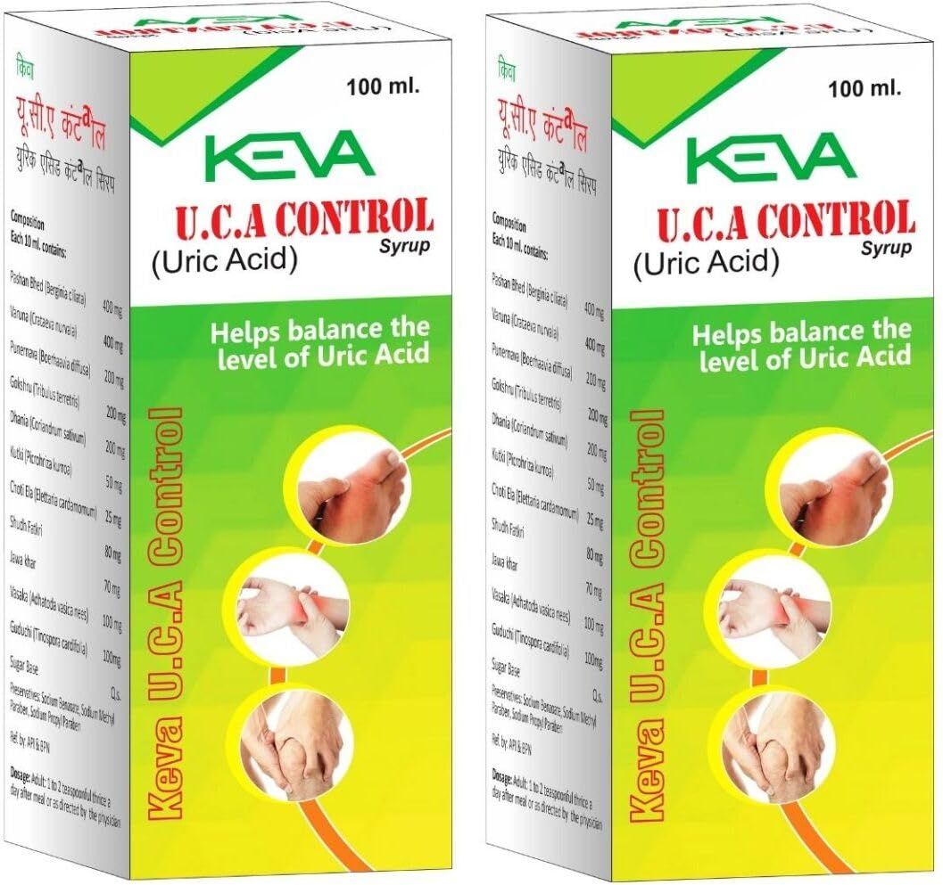 Keva U.C.a Control Syrup for Balance the Levels of the Uric Acid in Body(Pack of 2x100ml)