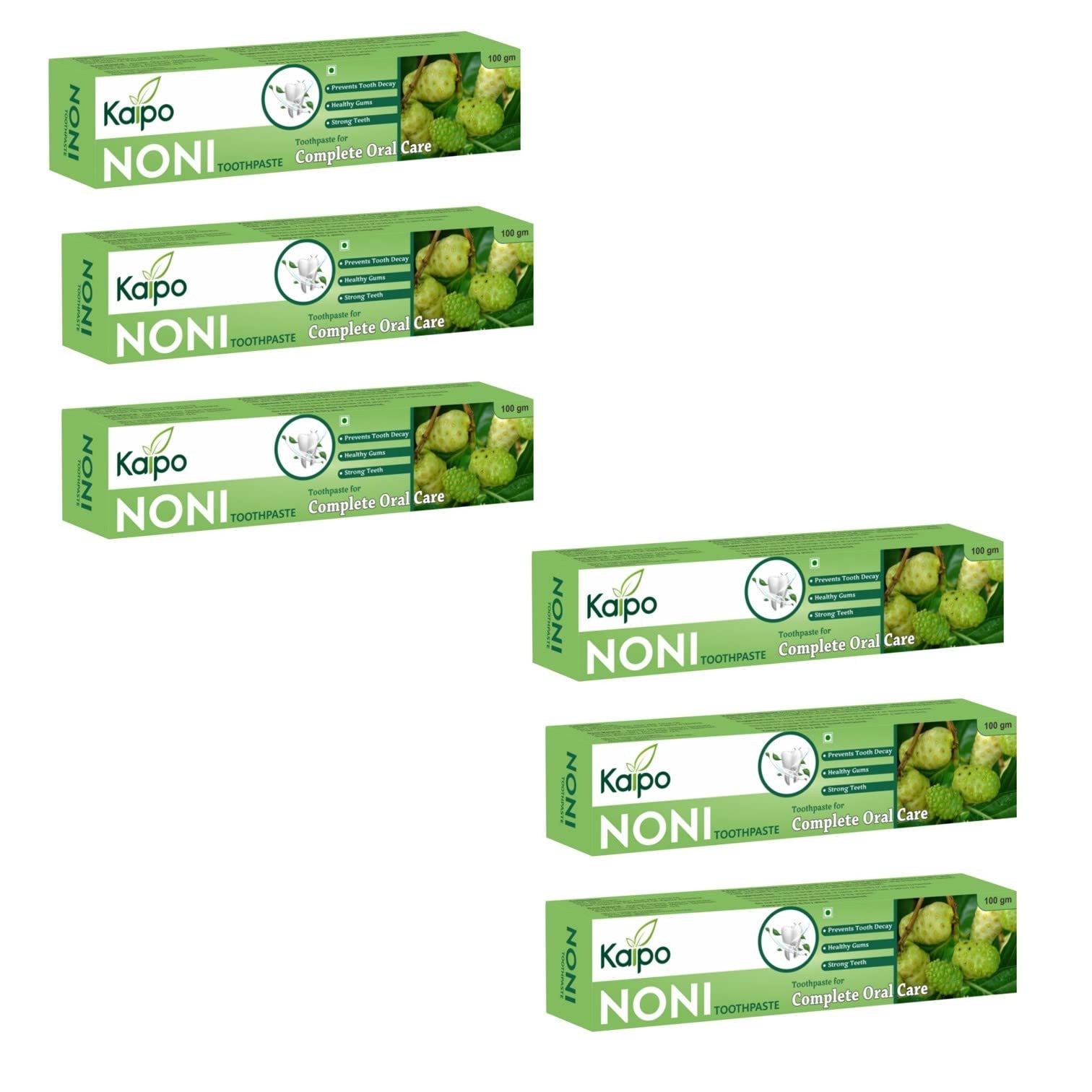 Kaipo Noni Toothpaste - Toothpaste for Complete Oral Care : 100gms : Pack of 6