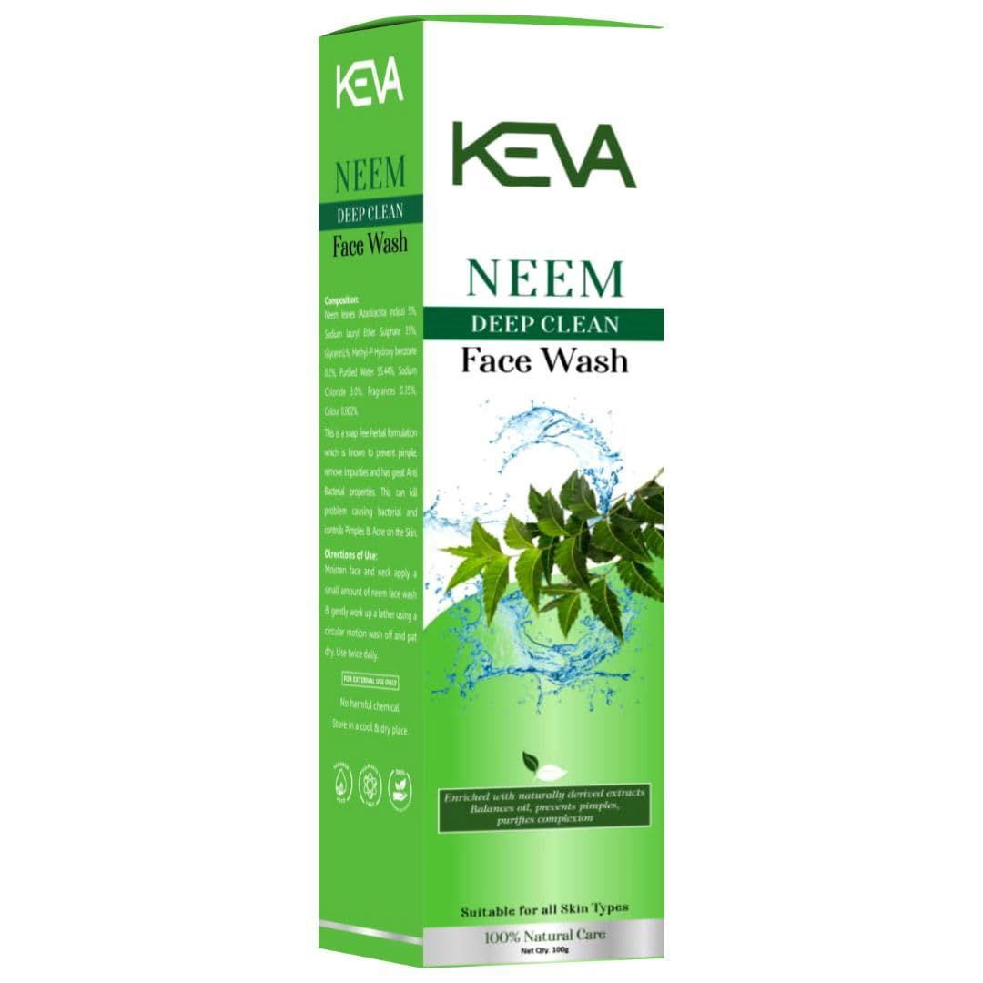 Keva Neem Face Wsh For Smooth And Glowing Skin | Prevents From Pimple And Oil Free Skin 100g X4, Face Wash