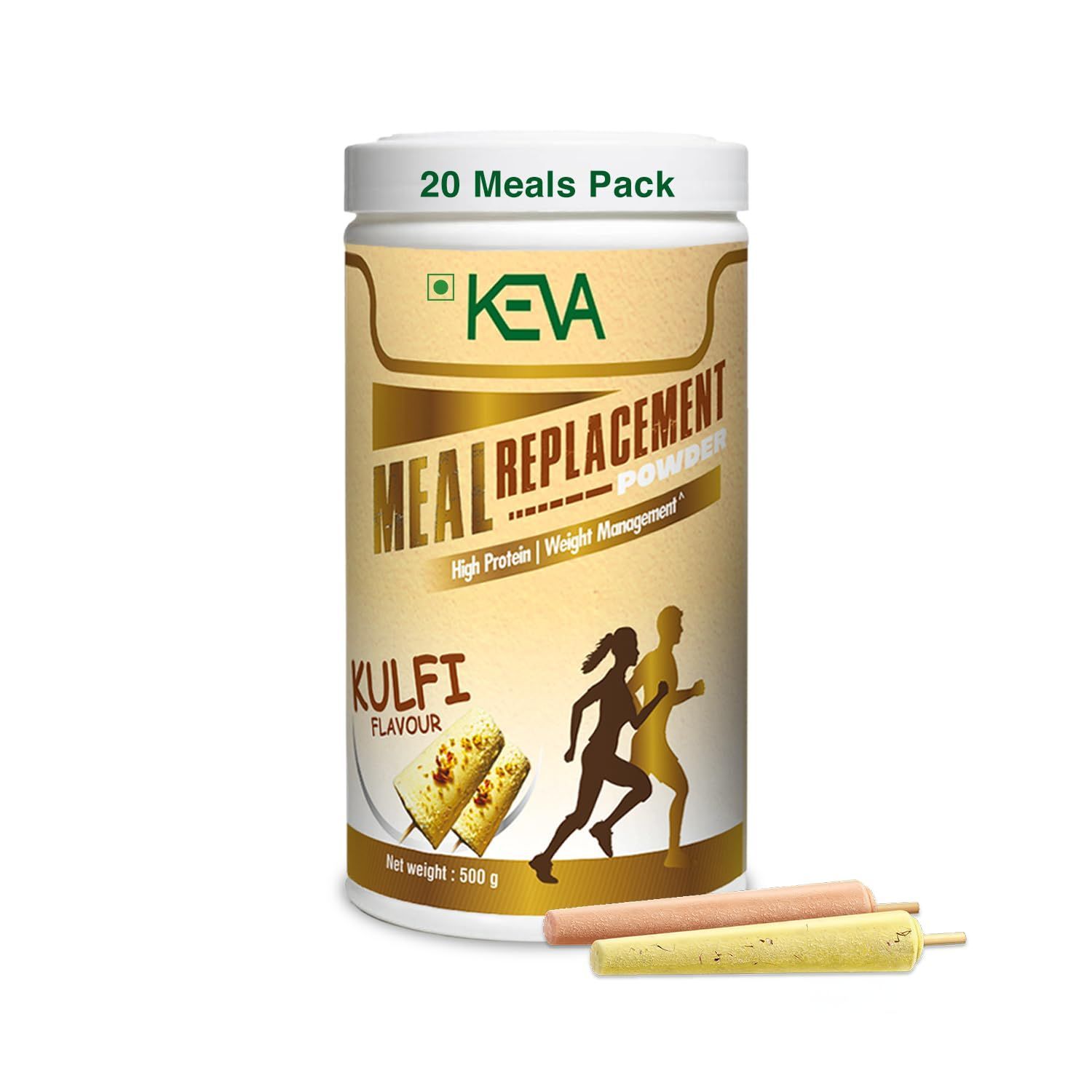 Keva Meal Replacement Powder (500g) | High Protein | Vegetarian | Delicious Kulfi Flavor | Nutrient-Rich, Convenient Meal Solution for Healthy Living