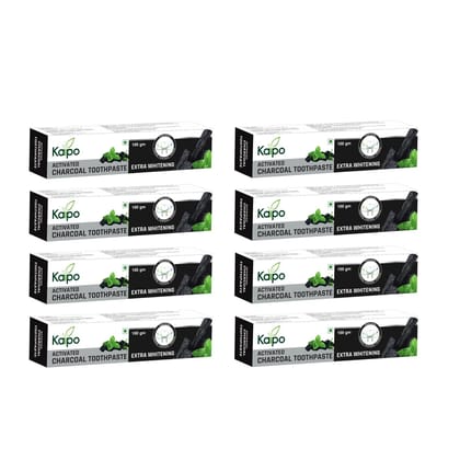 Kaipo Activated Charcoal Toothpaste : Extra Whitening : 100gms : Pack of 8