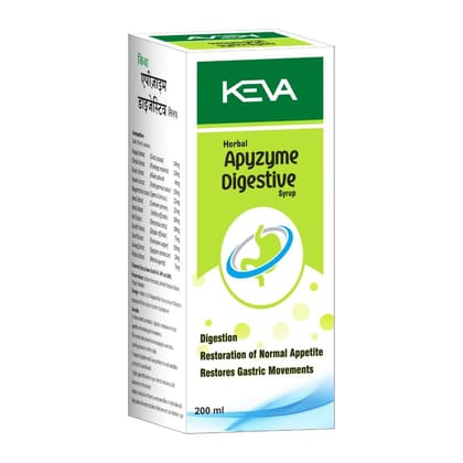 Keva Herbal Apyzyme Digestive Syrup Ayurvedic syrup Extract from Papaya, Chitrak Rason, Ajwain, Amla, Jeera, Imli & Pudina for men and women 200ml