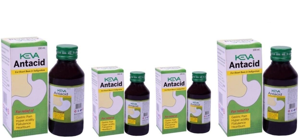 Keva Primium_ Antacid Relief From Gasric Pain||Syrup [4x100ml=400 ml] (Pack Of -4)