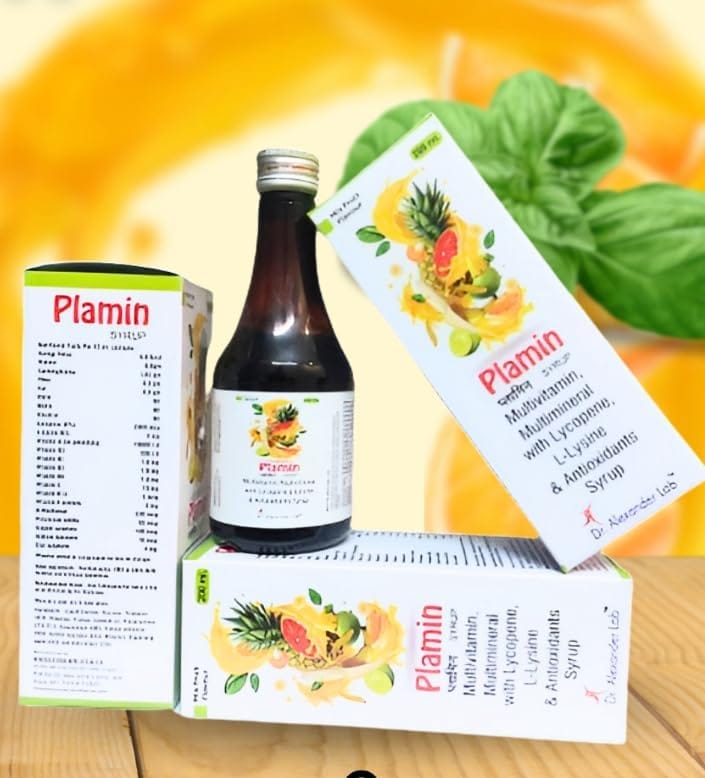 Plamin Syrup Mineral & Multivitamin Syrup 200 ml Pack of 4 / Ayurvedic Proprietary Syrup/Natural Multivitamins