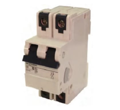 NUTRONICS HomeSafe 63 Ampere 2 Pole MCB, White, Standard (ACT 9 'C' CURVE) with enclosure is a circuit breaker designed for residential and commercial applications