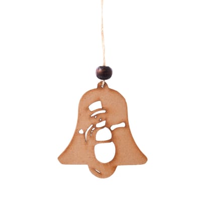 Wooden Christmas Tree Bell With Snowman Engraved