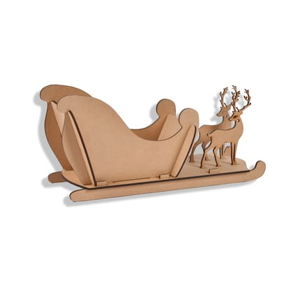 Christmas Wooden Sleigh with Reindeers Pen-stand