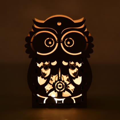 Wooden Owl Tea-light Holder