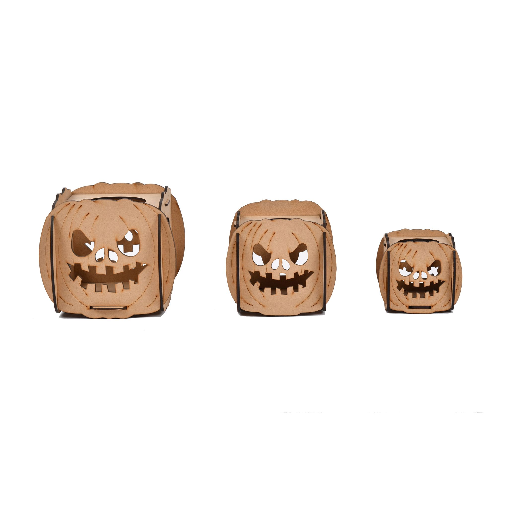 Pumpkin Halloween Tea-light Holder - Wooden