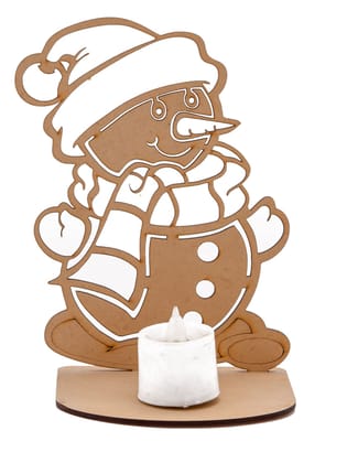 Wooden Snowman Tea-light Holder