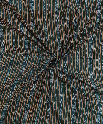 2.5m Dark Green Sambalpuri Handwoven Single Ikat Shirting Materials