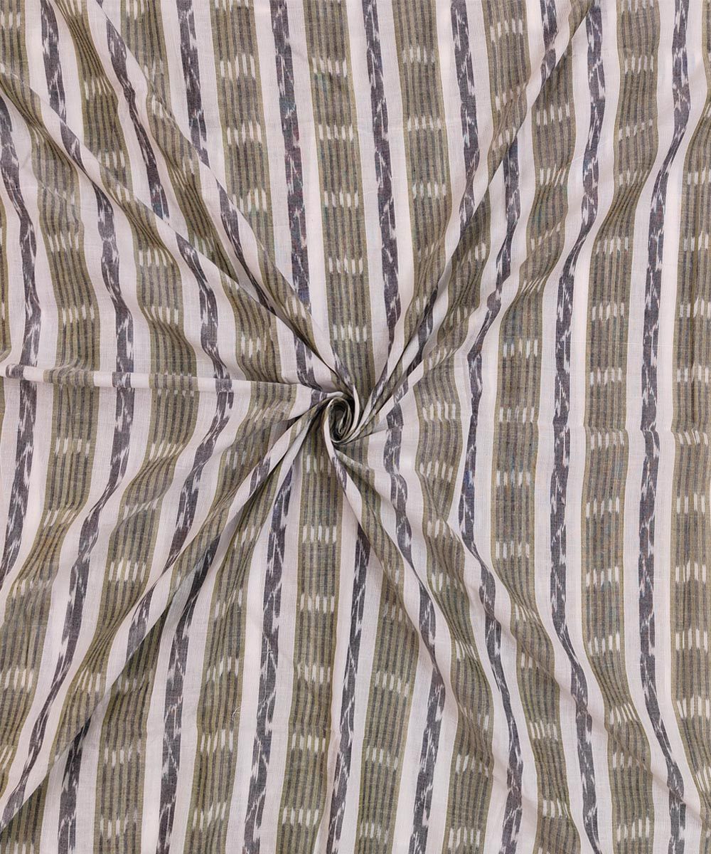 2.5m White Sambalpuri Handwoven Single Ikat Shirting Materials