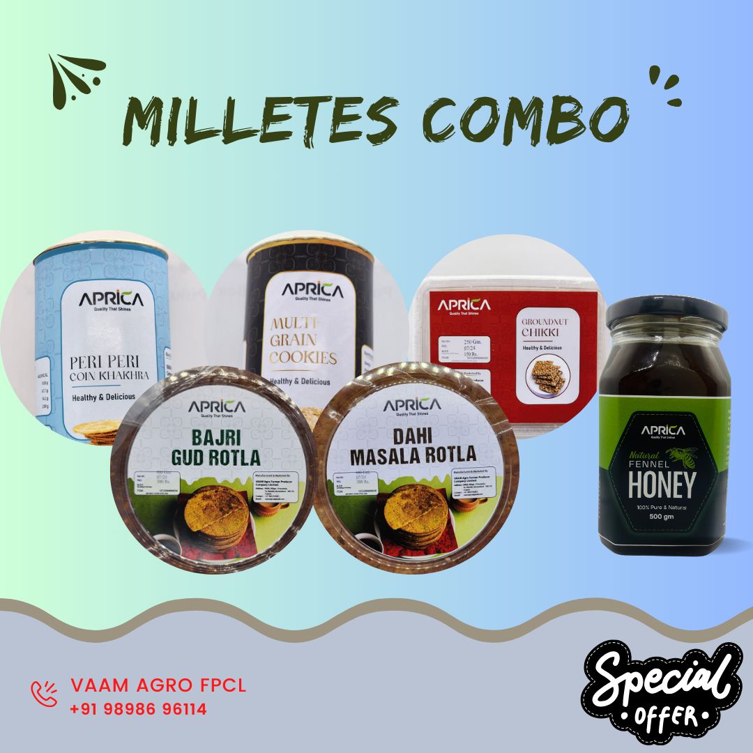 Millets Combo - Coin Khakhra, Millets Cookies, Chikki, Honey, Bajra Rotla