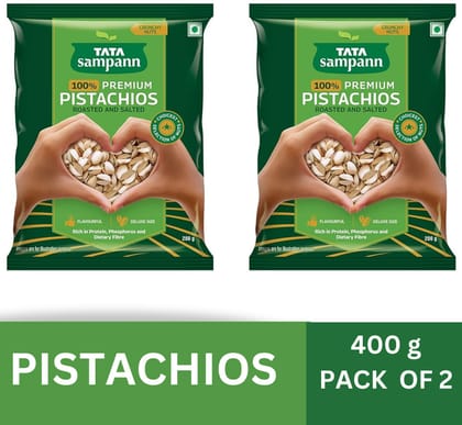 Tata Sampann 100% Premium Roasted and Salted (pack of 2 X 200g = 400g)Pista/ Pistachios