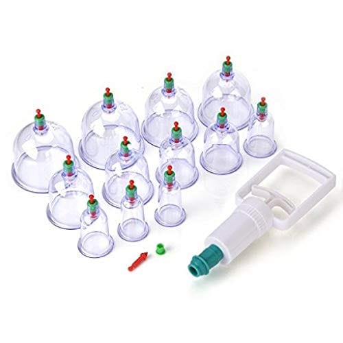 ND BROTHERS 12pcs Cups Vacuum Cupping Kit Pull Out a Vacuum Apparatus Therapy Relax Massagers Curve Suction Pump (Multi color)