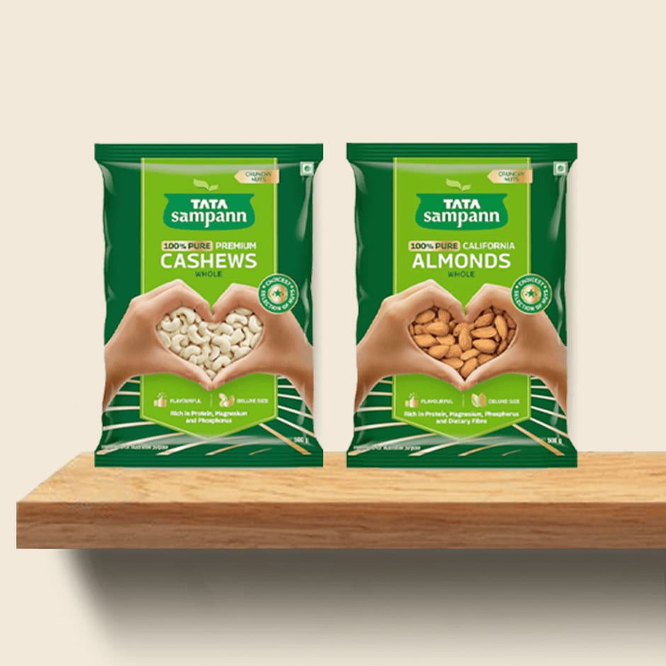 Tata Sampann Combo of Premium Cashew Whole 500gm & California Almonds Whole 500g