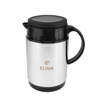 Elina Double Walled PUF Insulated Stainless Steel Flask Jug with Handle | Leak Proof | BPA Free | 1 Litre | Ideal for Water, Tea, Coffee, Juice, Silver