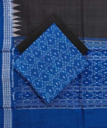 Blue Black Sambalpuri Handwoven Single Ikat Suit Set SFCSUT1668