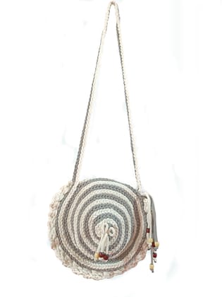 Handmade Macrame Shoulder Bag with Wooden Beed work