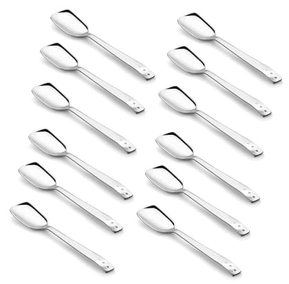 Shapes White Dot Stainless Steel Ice-Cream Spoon,Set of 12 Pcs. (14 cm.)