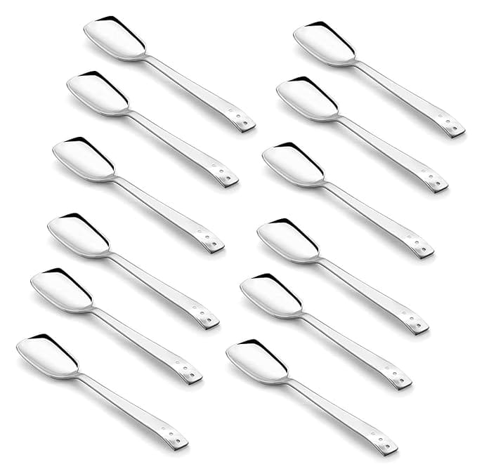 Shapes White Dot Stainless Steel Ice-Cream Spoon,Set of 12 Pcs. (14 cm.)