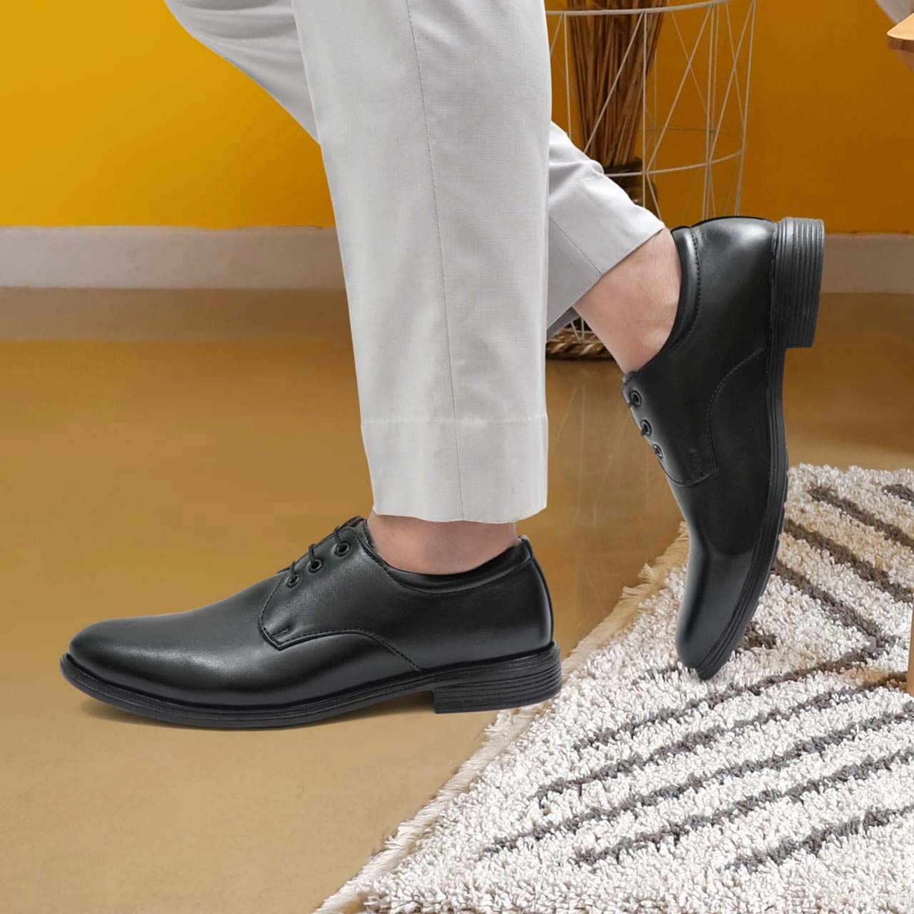 WUGO::Latest Trendy Men Formal Shoes|Black Derby Shoes|Office Shoes For Men's & Boys (Free Home Delivery)