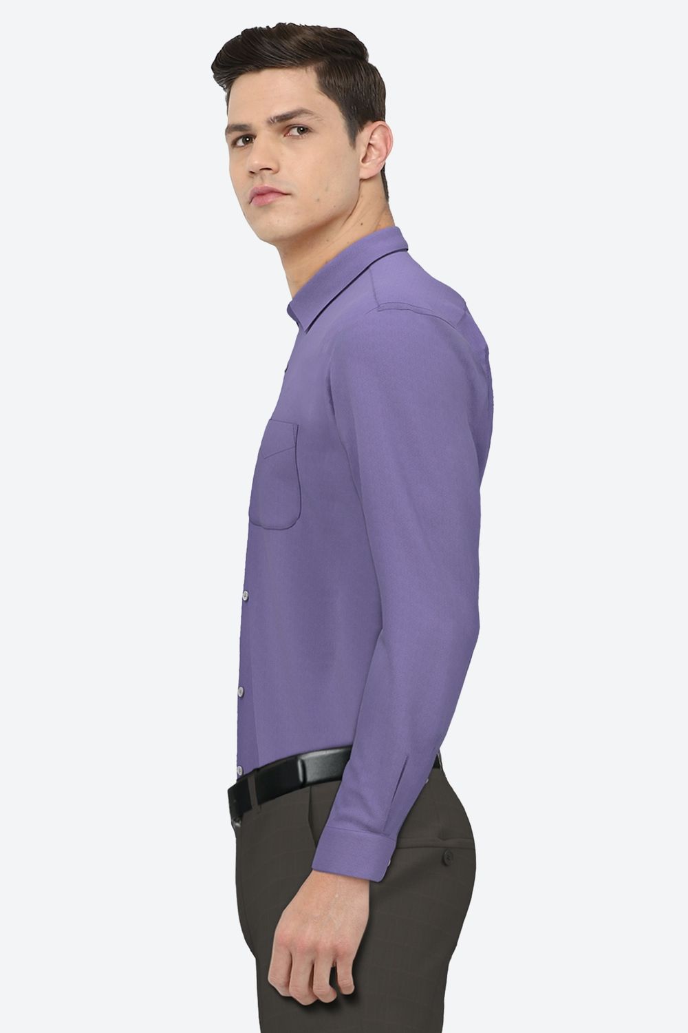 Men Purple Regular Fit Formal Full Sleeves Formal Shirt