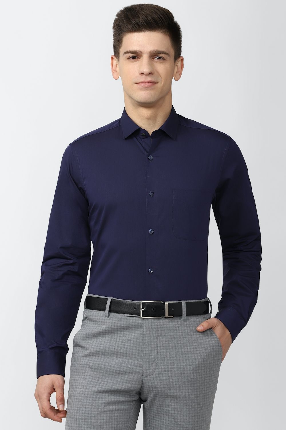 Men Blue Regular Fit Formal Full Sleeves Formal Shirt