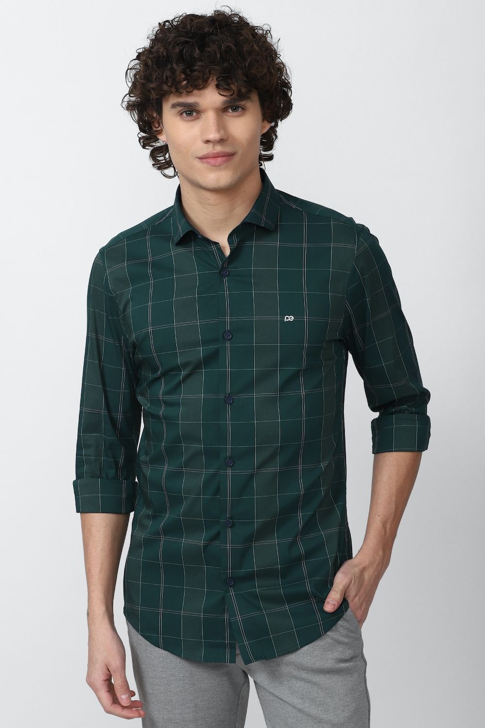 Men Green Super Slim Fit Formal Full Sleeves Formal Shirt