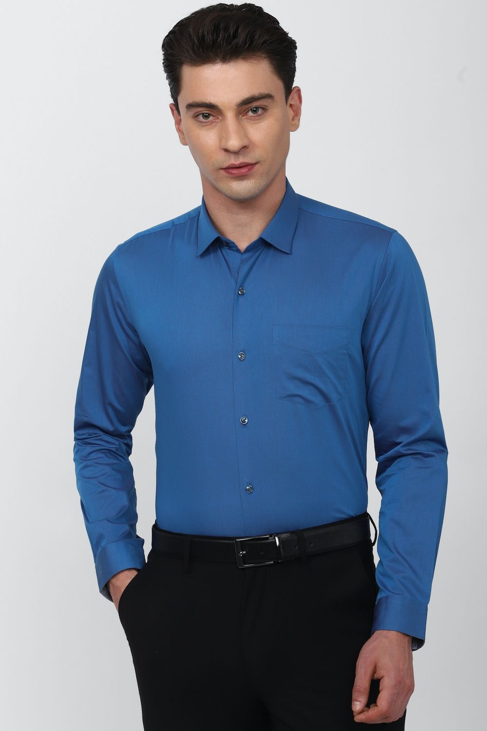 Men Blue Slim Fit Formal Full Sleeves Formal Shirt