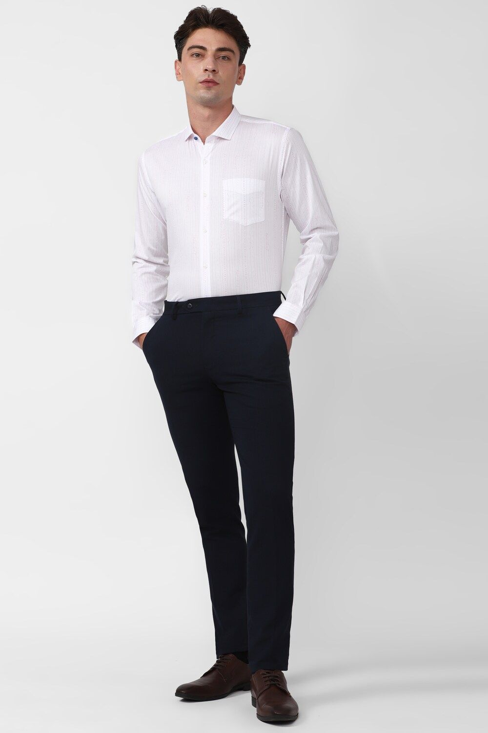 Men White Slim Fit Formal Full Sleeves Formal Shirt