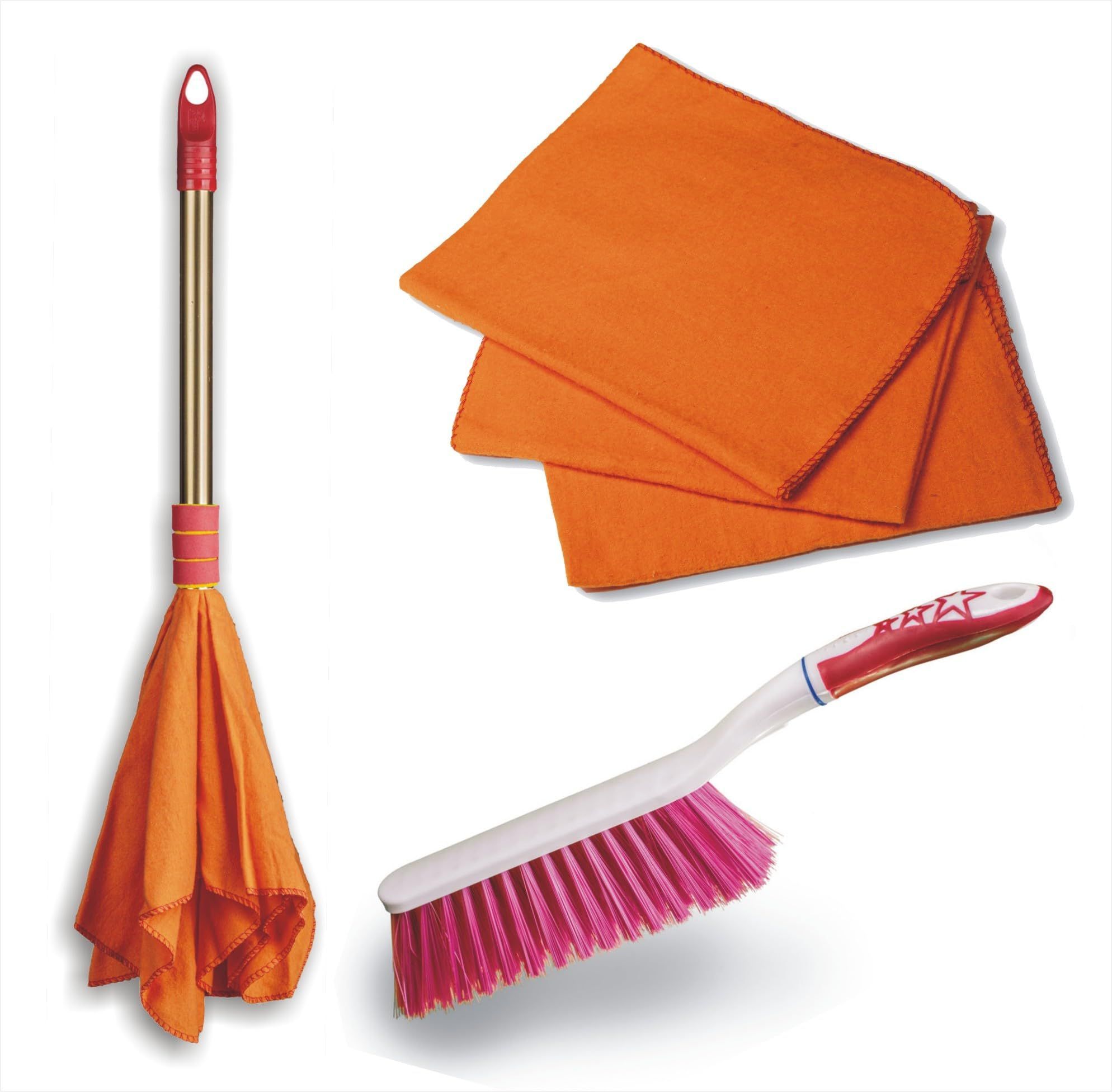 Vimal Dust Cleaning Combo Set of Duster Dust Mop + Plasmo Dust Cleaning Brush + Dust Cleaning/Wiping Cloths(3 Pcs.)