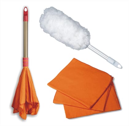 Vimal Dust Cleaning Combo Pack of Duster Dust Cleaning Mop+ Microfine Duster Dust Mop + Dust Cleaning/Wiping Cloths(3 Pcs.)