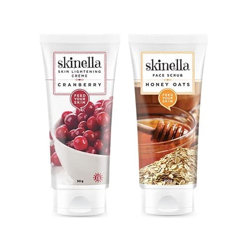 Skinella Honey Oats Face Scrub(100 GM) With Skin Lightening Cranberry Creme(50 GM) Pack Of 2