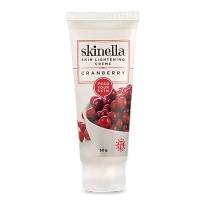 Skinella Skin Lightening Cream, Cranberry | non-greasy crme | With SPF 15 | sun protection and helps in reducing dark spots | all skin types 50 Gram