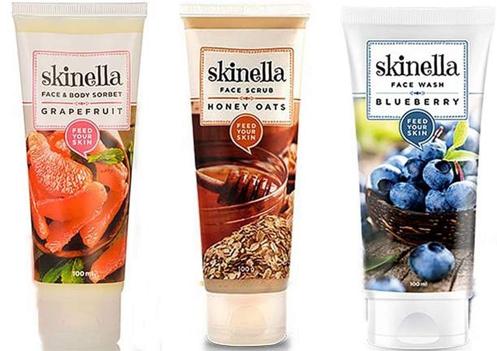 SKINELLA FACE CARE COMBO PACK OF 3 | Face Wash  Blueberry Skinella Face Scrub  Honey Oats Skinella Face & Body Sorbet  Grapefruit