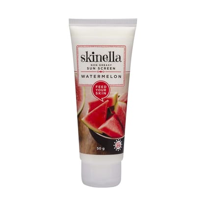 Skinella Sun Screen - Non Greasy, Watermelon (Spf 25+) | Vitamin C benefits: | Suitable for all skin types | Sun and UV rays Protection | 50 Gram