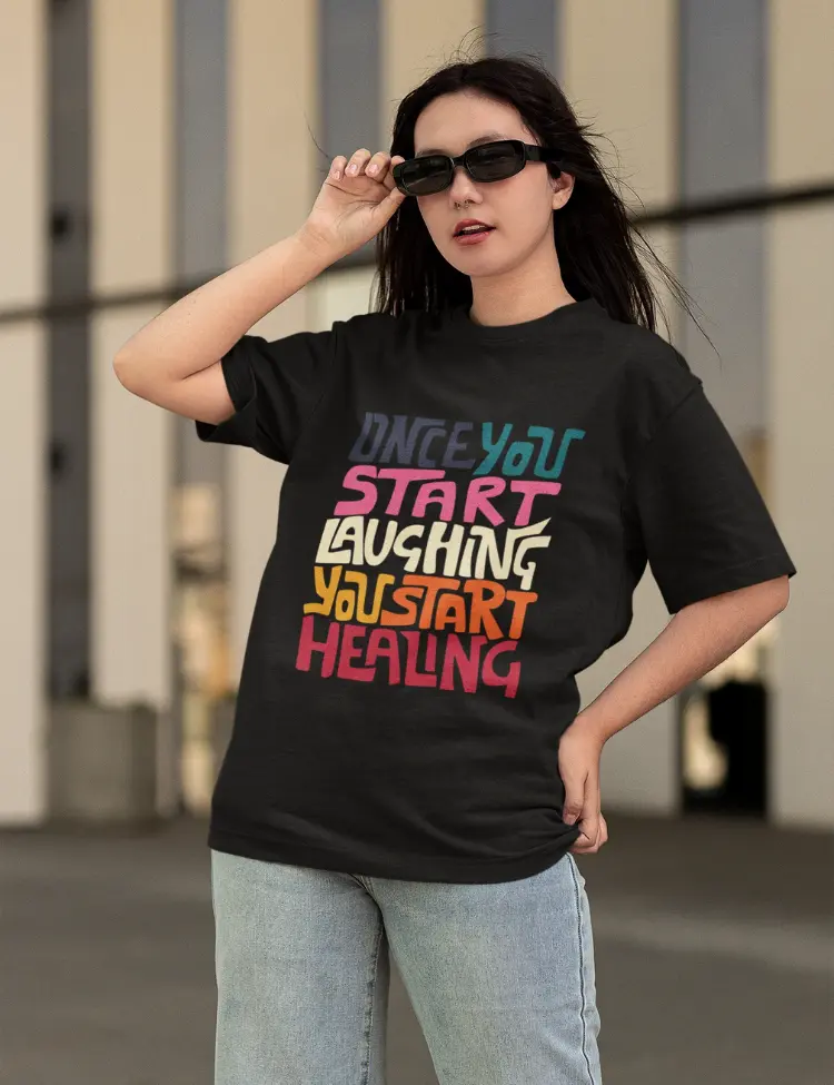 LAUGHTER HEALS - UNISEX BLACK OVERSIZED T-SHIRT