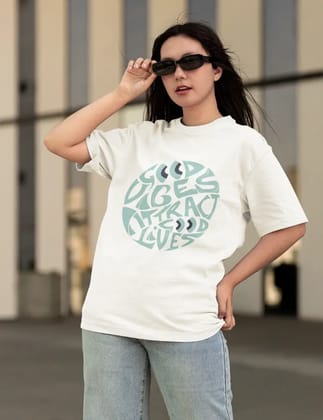 Good Vibes attract good lives- Unisex White Oversized T-Shirt