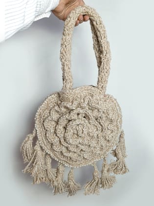 Handmade Rose Design Jute bag for Girls